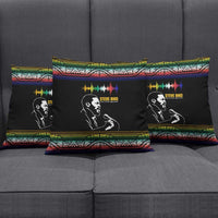 Steve Biko Pillow Cover with Microphone Portrait, Black Consciousness Quote and Vibrant Ethnic Wave - Wonder Print Shop