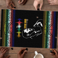 Steve Biko Puzzle with Microphone Portrait, Black Consciousness Quote and Vibrant Ethnic Wave - Wonder Print Shop