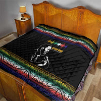 Steve Biko Quilt with Microphone Portrait, Black Consciousness Quote and Vibrant Ethnic Wave - Wonder Print Shop