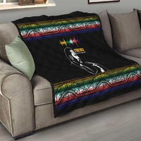 Steve Biko Quilt with Microphone Portrait, Black Consciousness Quote and Vibrant Ethnic Wave - Wonder Print Shop