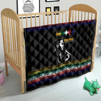 Steve Biko Quilt with Microphone Portrait, Black Consciousness Quote and Vibrant Ethnic Wave - Wonder Print Shop