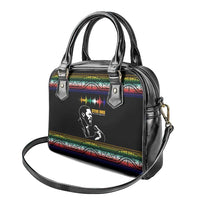 Steve Biko Shoulder Handbag with Microphone Portrait, Black Consciousness Quote and Vibrant Ethnic Wave - Wonder Print Shop