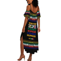 Steve Biko Summer Maxi Dress with Microphone Portrait, Black Consciousness Quote and Vibrant Ethnic Wave - Wonder Print Shop