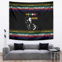 Steve Biko Tapestry with Microphone Portrait, Black Consciousness Quote and Vibrant Ethnic Wave - Wonder Print Shop
