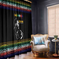 Steve Biko Window Curtain with Microphone Portrait, Black Consciousness Quote and Vibrant Ethnic Wave - Wonder Print Shop