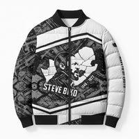 Steve Biko Bomber Puffer Jacket with Monochrome Portrait, Ideas Do Not Die Quote - Wonder Print Shop
