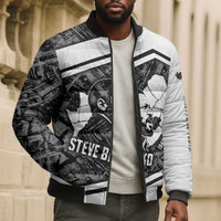 Steve Biko Bomber Puffer Jacket with Monochrome Portrait, Ideas Do Not Die Quote - Wonder Print Shop