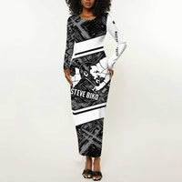 Steve Biko Long Sleeve Bodycon Dress with Monochrome Portrait, Ideas Do Not Die Quote - Wonder Print Shop