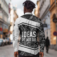 Steve Biko Long Sleeve Button Shirt with Monochrome Portrait, Ideas Do Not Die Quote - Wonder Print Shop