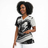 Steve Biko Scrub Top with Monochrome Portrait, Ideas Do Not Die Quote - Wonder Print Shop
