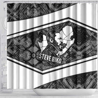 Steve Biko Shower Curtain with Monochrome Portrait, Ideas Do Not Die Quote - Wonder Print Shop