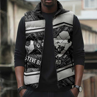 Steve Biko Sleeveless Puffer Jacket with Monochrome Portrait, Ideas Do Not Die Quote - Wonder Print Shop