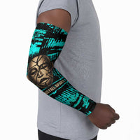 Chinua Achebe Arm Sleeves with Tribal Mask Design, Things Fall Apart Quote and Teal Abstract - Wonder Print Shop