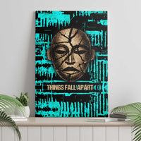 Chinua Achebe Canvas Wall Art with Tribal Mask Design, Things Fall Apart Quote and Teal Abstract - Wonder Print Shop