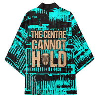 Chinua Achebe Kimono with Tribal Mask Design, Things Fall Apart Quote and Teal Abstract - Wonder Print Shop