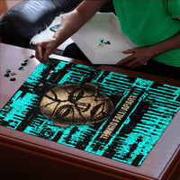 Chinua Achebe Puzzle with Tribal Mask Design, Things Fall Apart Quote and Teal Abstract - Wonder Print Shop