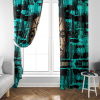 Chinua Achebe Window Curtain with Tribal Mask Design, Things Fall Apart Quote and Teal Abstract - Wonder Print Shop