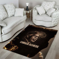 Chinua Achebe Area Rug with Sepia Portrait, Lion Historians Quote and Vintage African Map - Wonder Print Shop