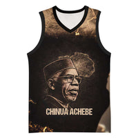 Chinua Achebe Basketball Jersey with Sepia Portrait, Lion Historians Quote and Vintage African Map - Wonder Print Shop