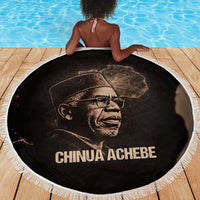 Chinua Achebe Beach Blanket with Sepia Portrait, Lion Historians Quote and Vintage African Map - Wonder Print Shop