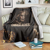 Chinua Achebe Blanket with Sepia Portrait, Lion Historians Quote and Vintage African Map - Wonder Print Shop