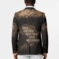 Chinua Achebe Blazer with Sepia Portrait, Lion Historians Quote and Vintage African Map - Wonder Print Shop