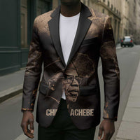 Chinua Achebe Blazer with Sepia Portrait, Lion Historians Quote and Vintage African Map - Wonder Print Shop