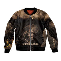 Chinua Achebe Bomber Jacket with Sepia Portrait, Lion Historians Quote and Vintage African Map - Wonder Print Shop