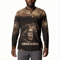 Chinua Achebe Button Sweatshirt with Sepia Portrait, Lion Historians Quote and Vintage African Map
