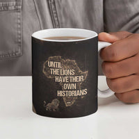 Chinua Achebe Ceramic Mug with Sepia Portrait, Lion Historians Quote and Vintage African Map - Wonder Print Shop