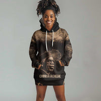 Chinua Achebe Hoodie Dress with Sepia Portrait, Lion Historians Quote and Vintage African Map - Wonder Print Shop