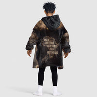 Chinua Achebe Kid Wearable Blanket Hoodie with Sepia Portrait, Lion Historians Quote and Vintage African Map - Wonder Print Shop