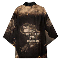 Chinua Achebe Kimono with Sepia Portrait, Lion Historians Quote and Vintage African Map - Wonder Print Shop