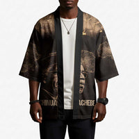 Chinua Achebe Kimono with Sepia Portrait, Lion Historians Quote and Vintage African Map - Wonder Print Shop