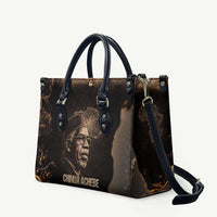 Chinua Achebe Leather Bag with Sepia Portrait, Lion Historians Quote and Vintage African Map - Wonder Print Shop