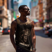 Chinua Achebe Men Tank Top with Sepia Portrait, Lion Historians Quote and Vintage African Map - Wonder Print Shop