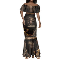 Chinua Achebe Mermaid Dress with Sepia Portrait, Lion Historians Quote and Vintage African Map - Wonder Print Shop
