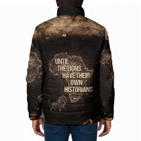 Chinua Achebe Padded Jacket with Sepia Portrait, Lion Historians Quote and Vintage African Map - Wonder Print Shop
