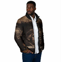 Chinua Achebe Padded Jacket with Sepia Portrait, Lion Historians Quote and Vintage African Map - Wonder Print Shop