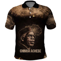 Chinua Achebe Polo Shirt with Sepia Portrait, Lion Historians Quote and Vintage African Map - Wonder Print Shop