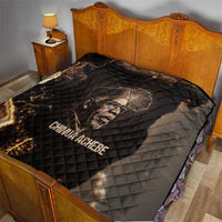Chinua Achebe Quilt with Sepia Portrait, Lion Historians Quote and Vintage African Map - Wonder Print Shop