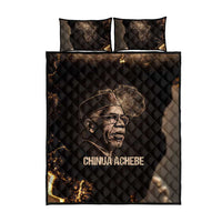 Chinua Achebe Quilt Bed Set with Sepia Portrait, Lion Historians Quote and Vintage African Map - Wonder Print Shop