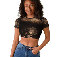 Chinua Achebe Raglan Cropped T shirt with Sepia Portrait, Lion Historians Quote and Vintage African Map - Wonder Print Shop