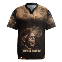 Chinua Achebe Rugby Jersey with Sepia Portrait, Lion Historians Quote and Vintage African Map - Wonder Print Shop