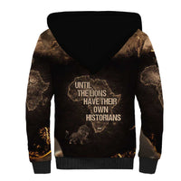 Chinua Achebe Sherpa Hoodie with Sepia Portrait, Lion Historians Quote and Vintage African Map - Wonder Print Shop