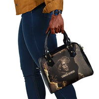 Chinua Achebe Shoulder Handbag with Sepia Portrait, Lion Historians Quote and Vintage African Map - Wonder Print Shop