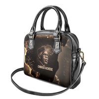 Chinua Achebe Shoulder Handbag with Sepia Portrait, Lion Historians Quote and Vintage African Map - Wonder Print Shop