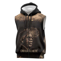 Chinua Achebe Sleeveless Zip Hoodie with Sepia Portrait, Lion Historians Quote and Vintage African Map - Wonder Print Shop
