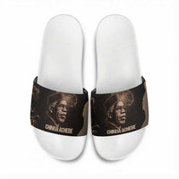 Chinua Achebe Slide Sandals with Sepia Portrait, Lion Historians Quote and Vintage African Map - Wonder Print Shop