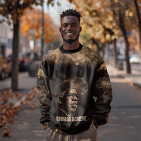 Chinua Achebe Sweatshirt with Sepia Portrait, Lion Historians Quote and Vintage African Map - Wonder Print Shop